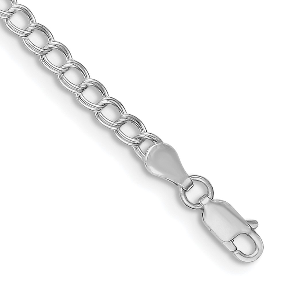 Sterling Silver 3.5mm Solid Double Link Charm Anklet 10