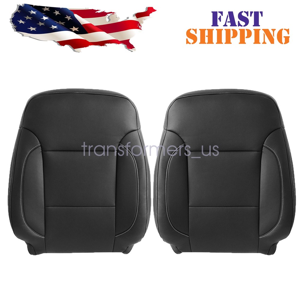 2x For 2014-2019 Chevy Silverado Front Both Side Top Leather Seat Cover Black