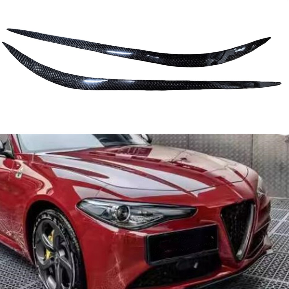 Carbon Fiber Headlight Eyelid Covers for Alfa Romeo Giulia 2015-2022 (2-Piece)