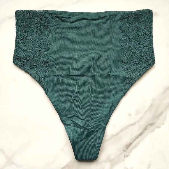 Soma Vanishing Tummy Retro Thong with Lace Panty Dark Forest Size S/M