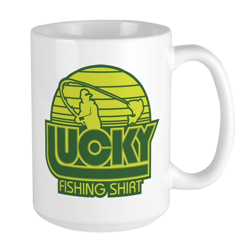 CafePress Lucky Fishing Coffee Mug, Large 15 oz. White Coffee Cup (180945639)