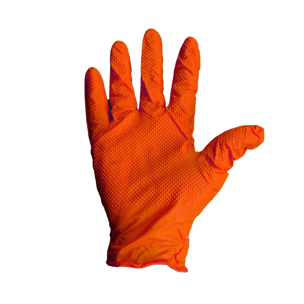 24000 Pcs Thick 8 Mil Orange Nitrile Gloves with Diamond Grip for Industrial Use