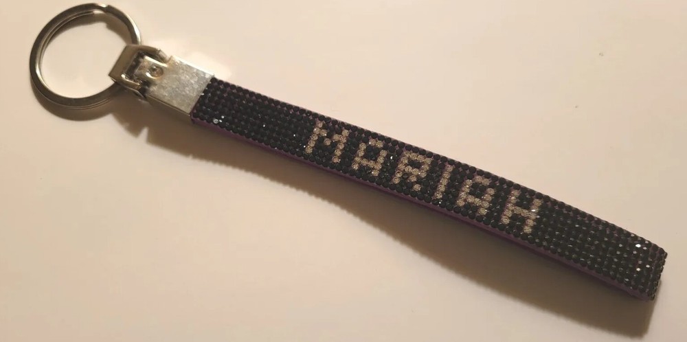 Personalized Rhinestone Mariah Keychain 5.5 Inch Sparkly Wristlet Key Fob