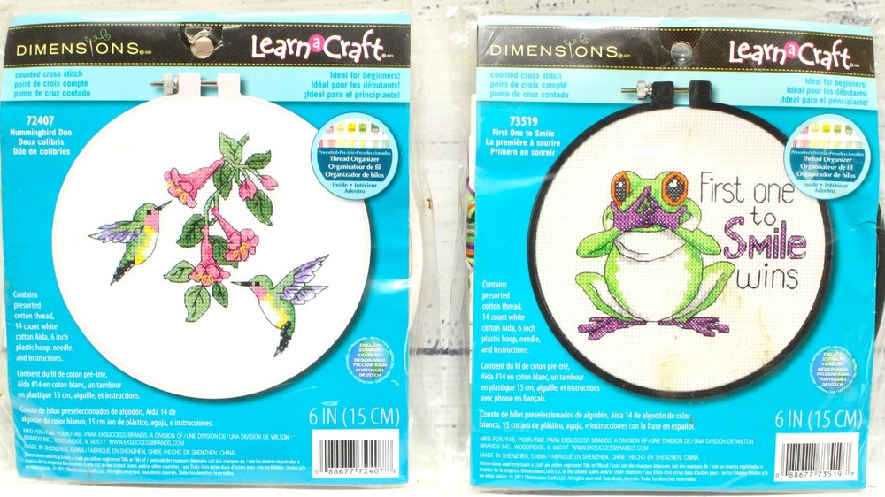 Lot Of 2 Dimensions Learn A Craft Counted Cross Stitch Kits 72407 & 73519 Sealed
