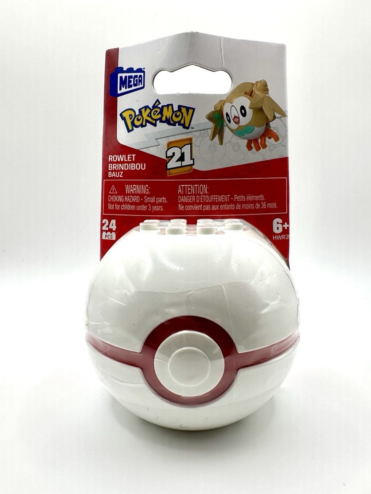 Pokémon Mega Construx Pokeball Rowlet Action Figure Building Set Series 21 New