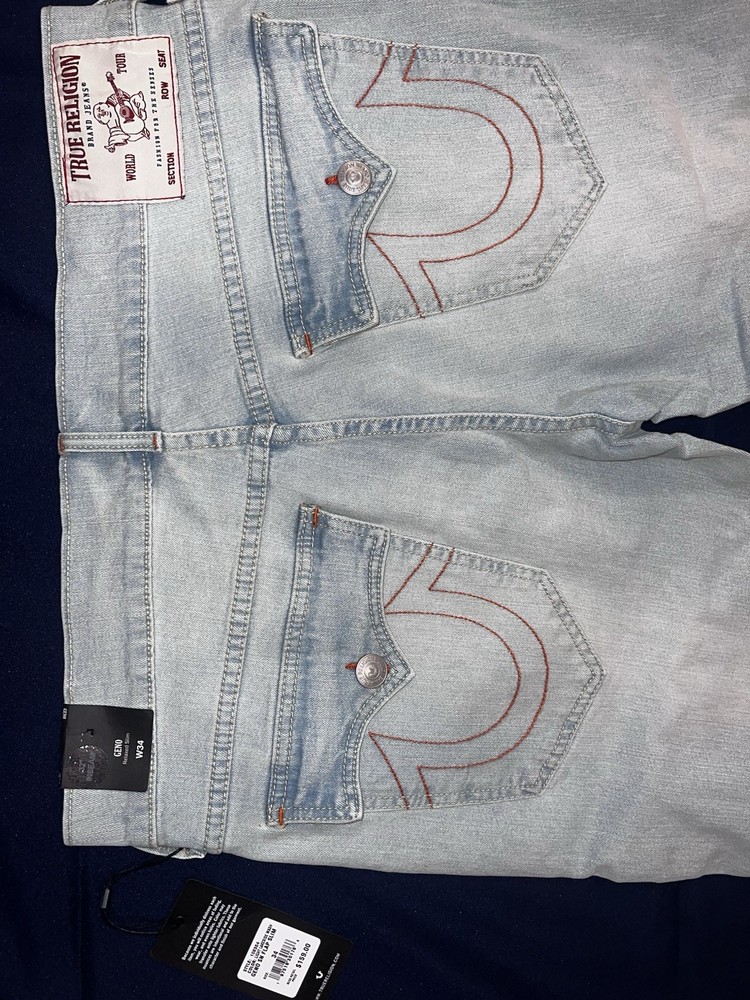 True Religion Mens Geno  Stitch Flap Pocket Relaxed Slim Fit Stretch 36x32