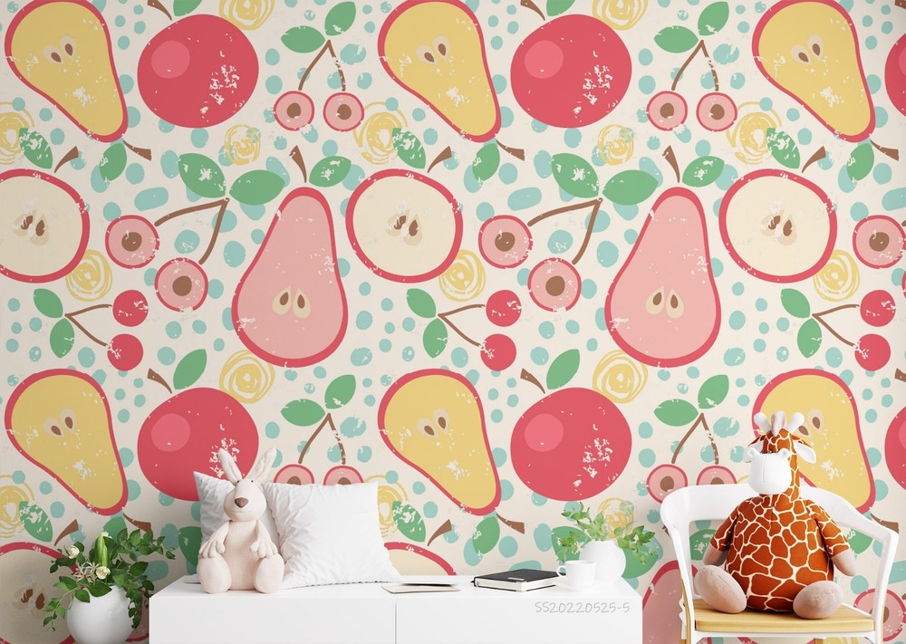 3D Fruit Watercolor Pattern Wall Murals Wallpaper Murals Wall Sticker