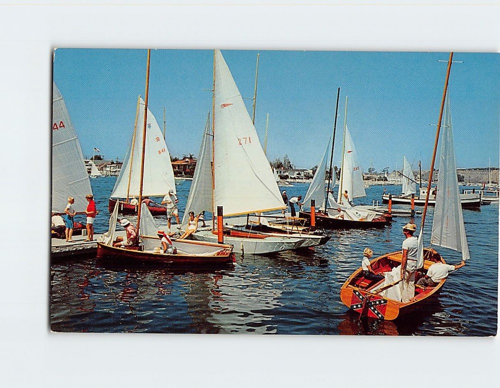 Postcard Balboa Yacht Club Newport Harbor California USA