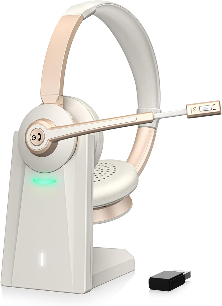 50% OFF Wireless Headphones with Mic AI Noise Canceling USB Dongle