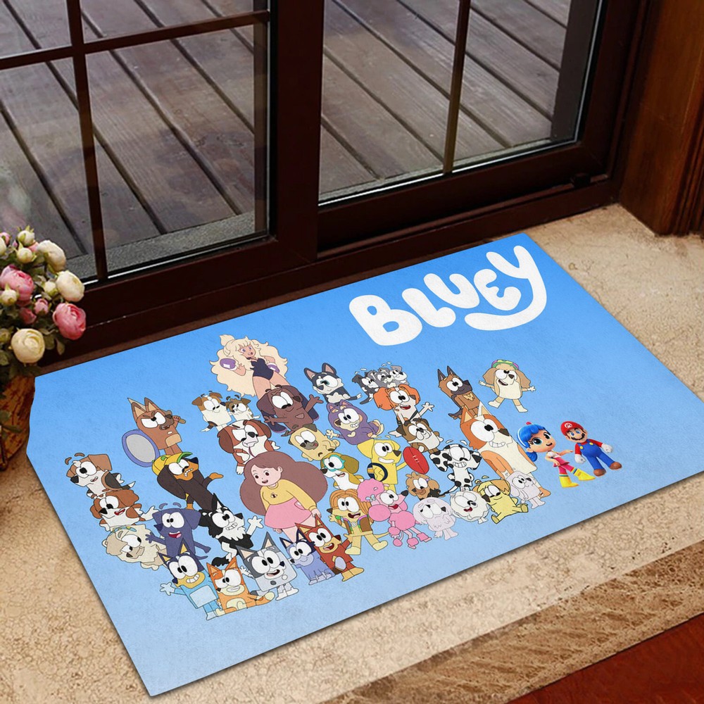 Bluey and Bingo Cartoon Friends Doormat for Kids Entryway