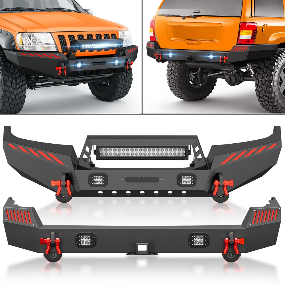 Front Or Rear Bumper W/ LED Lights For 1999-2004 Jeep 2nd Gen Grand Cherokee WJ