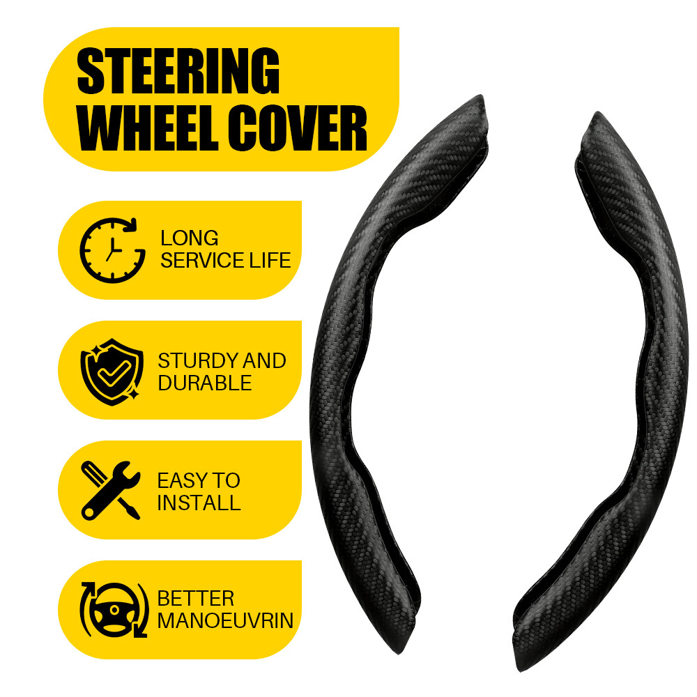 Carbon Fiber Black Non-Slip Steering Wheel Cover Universal Fit