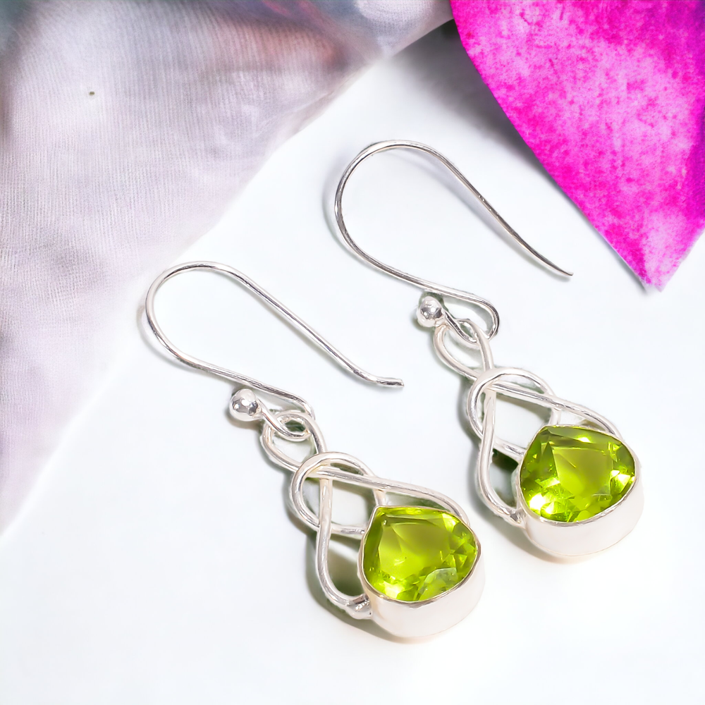 Gift For Women Drop/Dangle Earrings 925 Sterling Silver Natural Peridot Gemstone