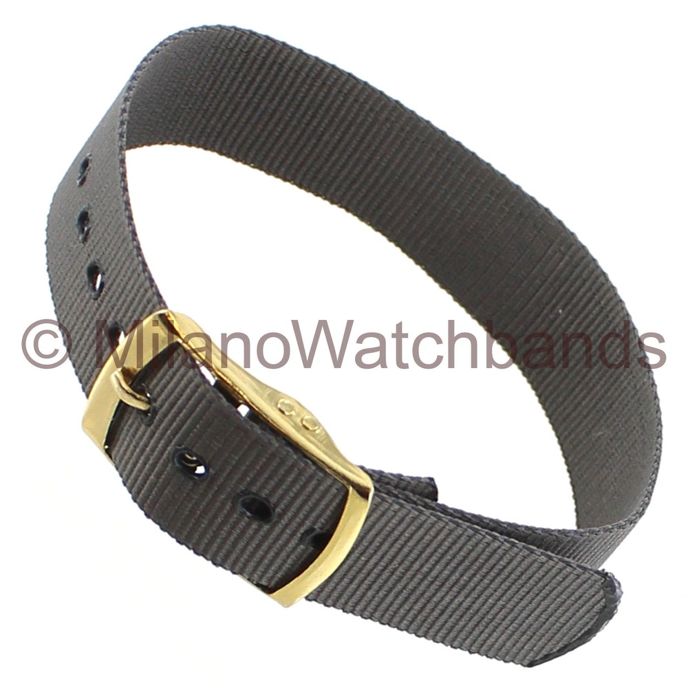 14mm Milano Sport Strap Thin Nylon Buckle Gray Watch Band for Women