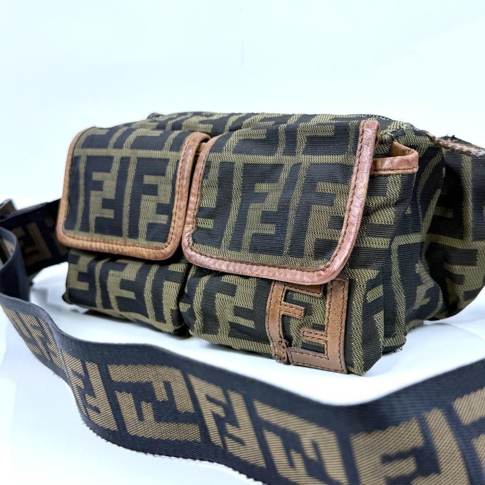 FENDI FF Zucca Canvas Shoulder Bag Brown G0704468 Authentic Vintage