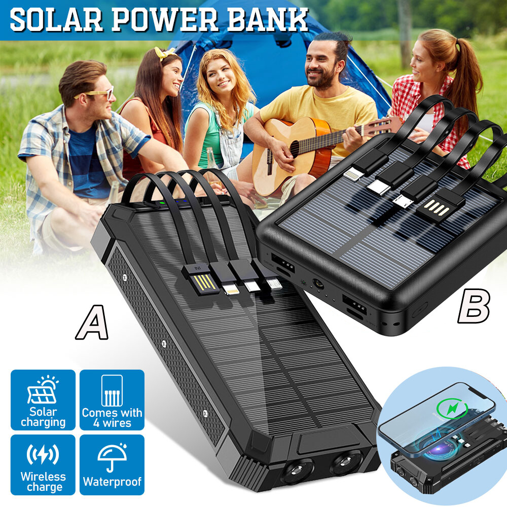 2025 Super 36000mAh Solar Power Bank LED Portable USB Charger for Cell Phone