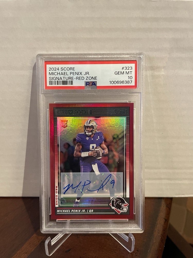 2024 Michael Penix Jr Red Zone 9/20 Auto PSA 10 Jersey Match