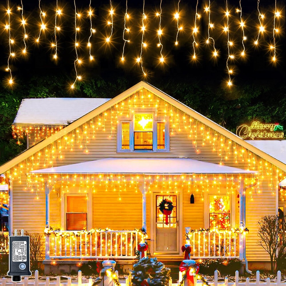 Icicle Christmas Lights Outdoor, 66ft 640 LED Icicle Lights for Outside 8 Mod...