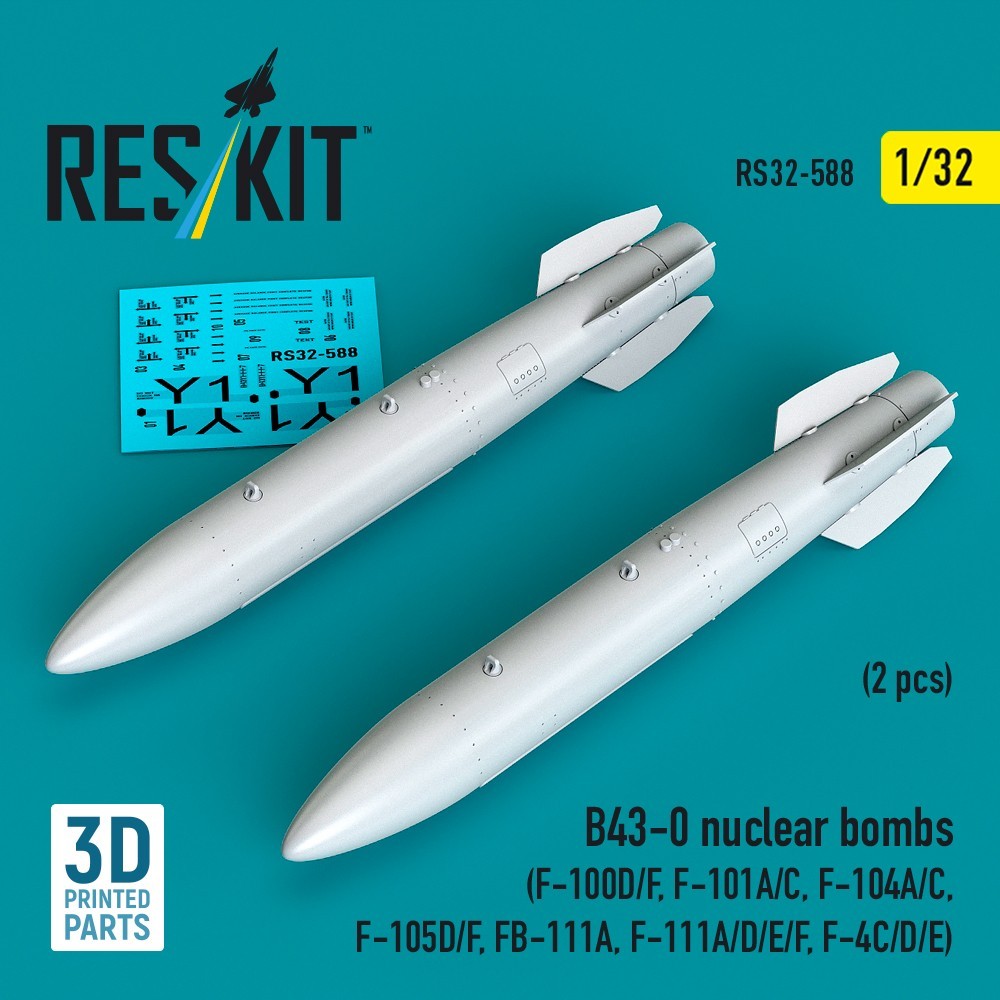 Cold War Aircraft Weapons B43-0 Nuclear Bombs (2pcs) 1/32 Scale ResKit RS32-0588