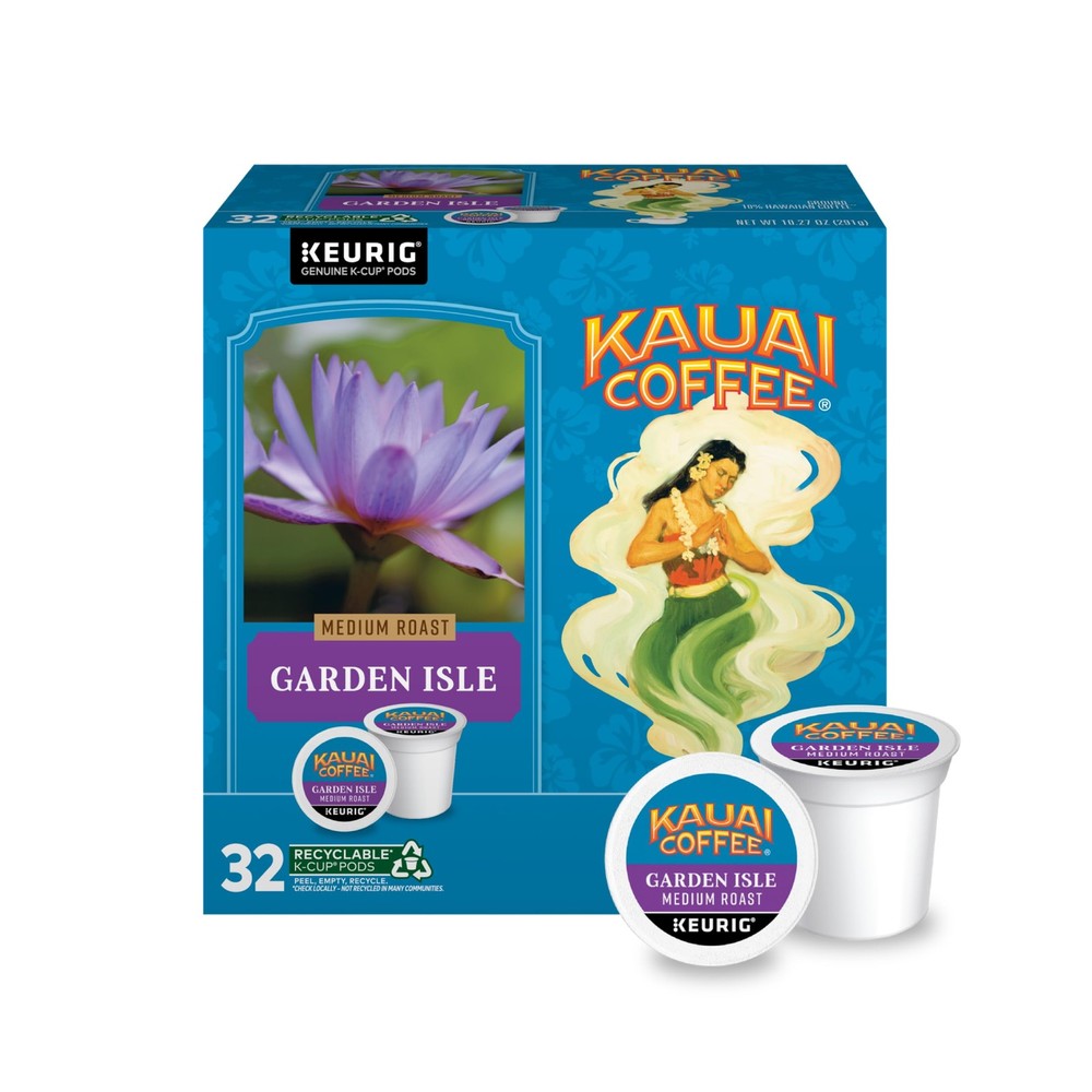 Kauai Coffee Medium Roast K-Cup Pods 32 Single-Serve Cups