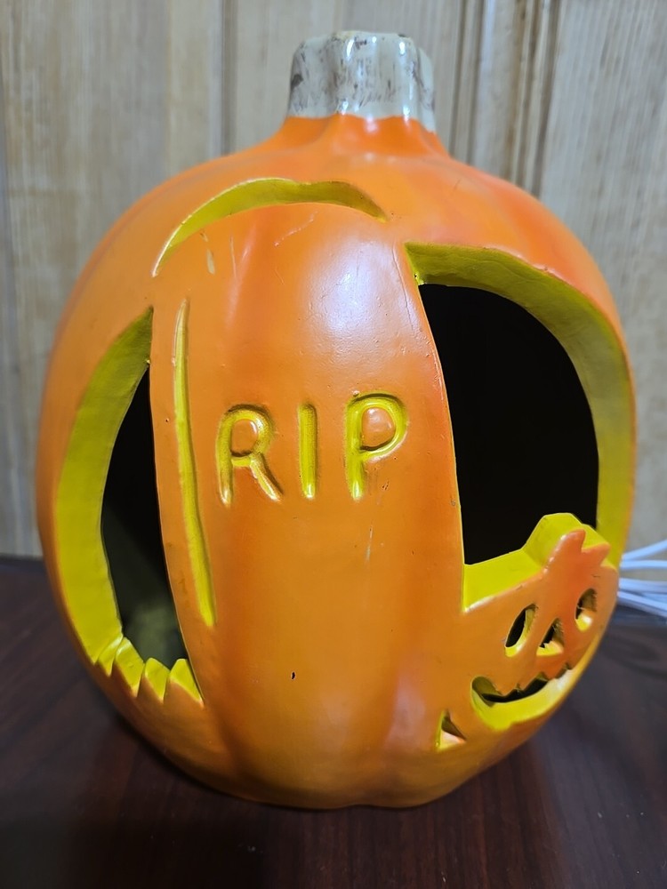 9in Light-Up RIP Jack O Lantern Halloween Foam Pumpkin Mold
