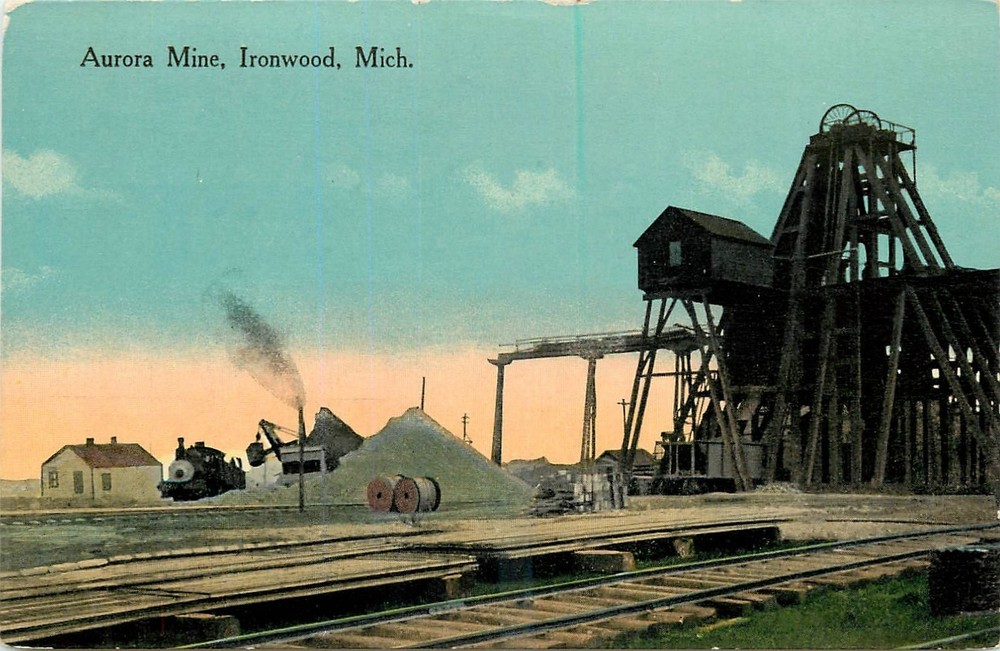 c1910 Ironwood Michigan Aurora Mine Occupation Kropp Postcard 25-10039