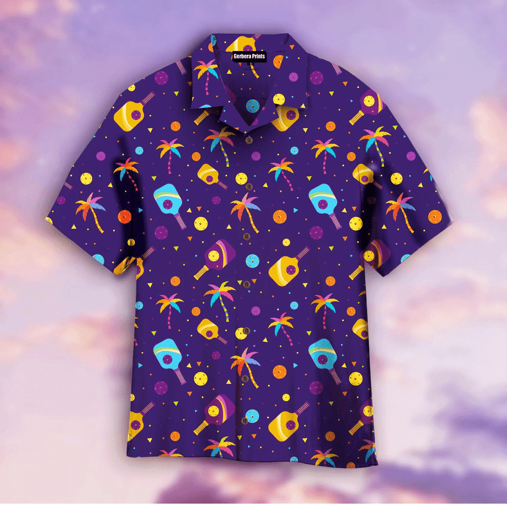Elevate Your Pickleball Game with Stylish Purple Hawaiian Shirts for Men and Women, Play Smarter Not Harder