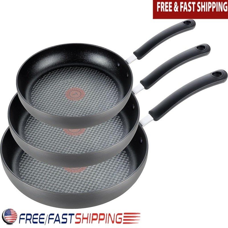 Durable Non-Stick Frypan Set W/ Heat Indicator Perfect Searing & Frying New