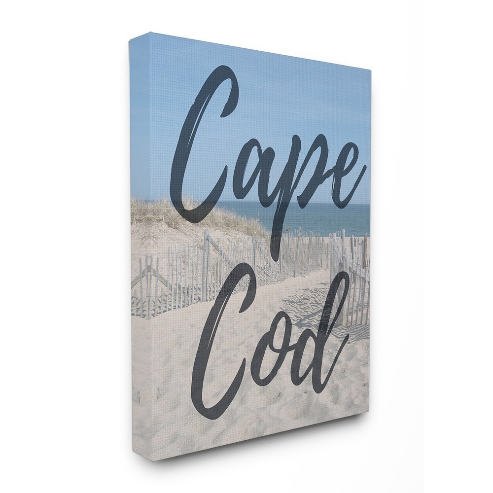 Stupell Cape Cod Beach Typography Modern Stretched Canvas  Oversized