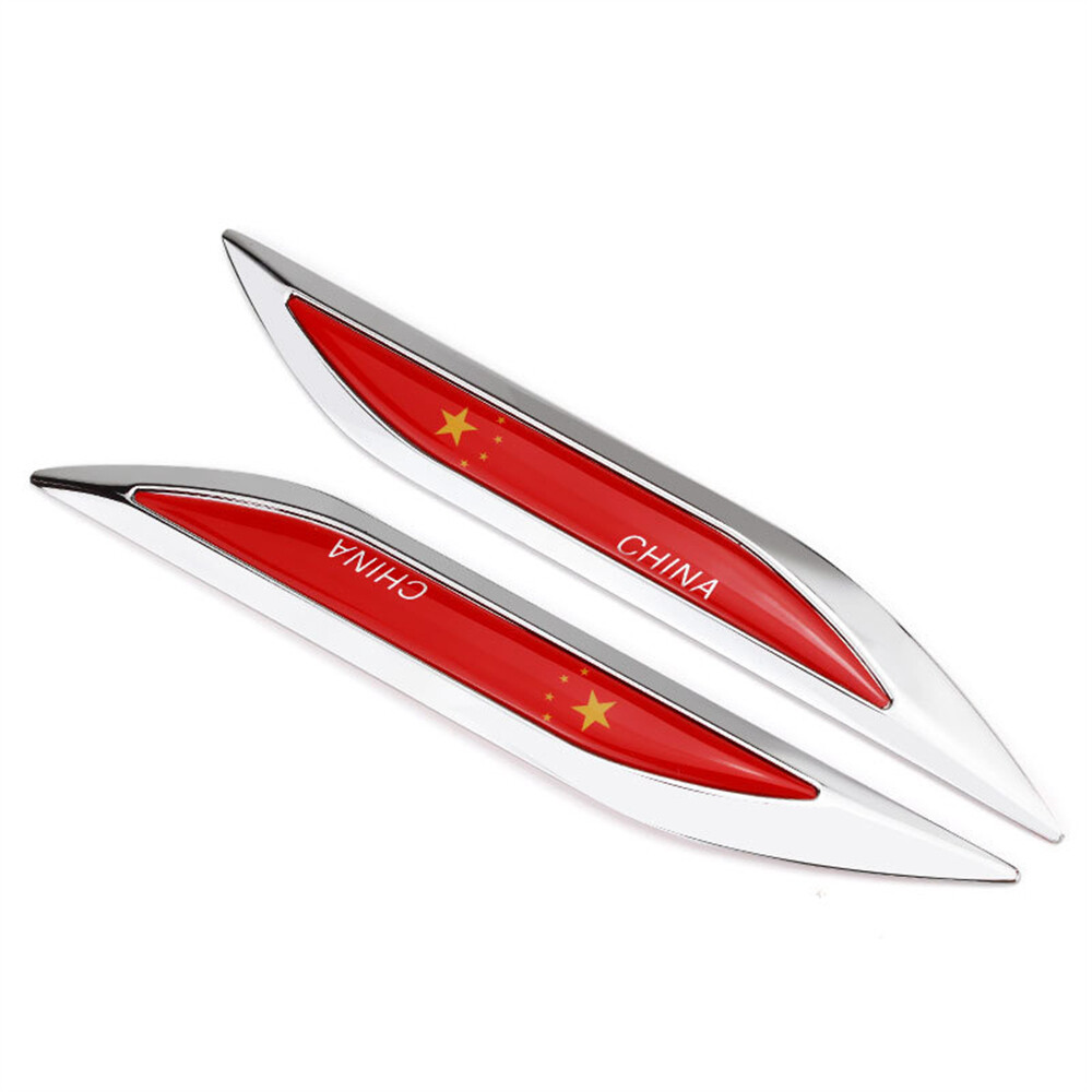 2x Aluminum China Flag Fender Body Emblem Car Side Door Emblem Badge Universal