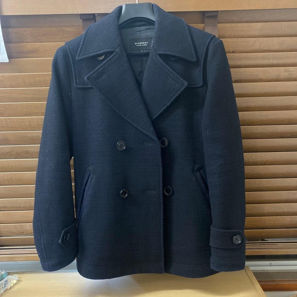 Burberry Black Label Pea Coat Wool Dark Navy Authentic Asian fit M US size S