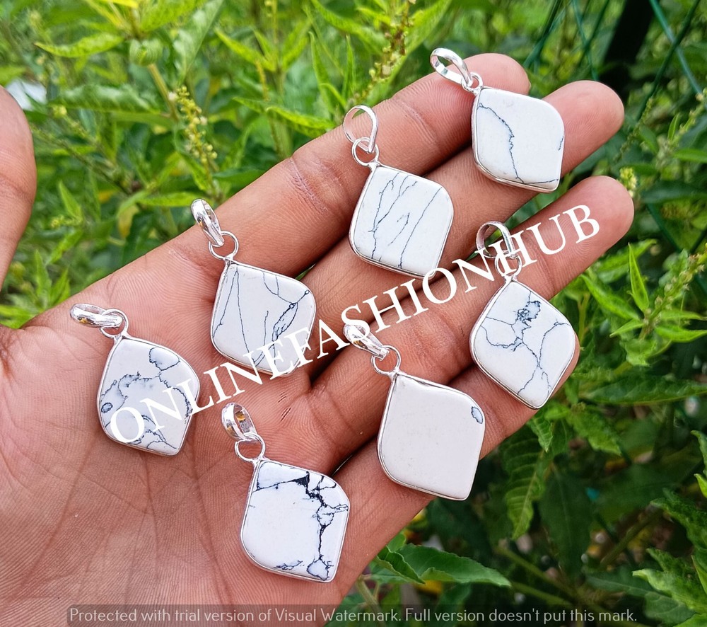White Turquoise 925 Silver Plated Handmade Pendants Lot 100 PCs