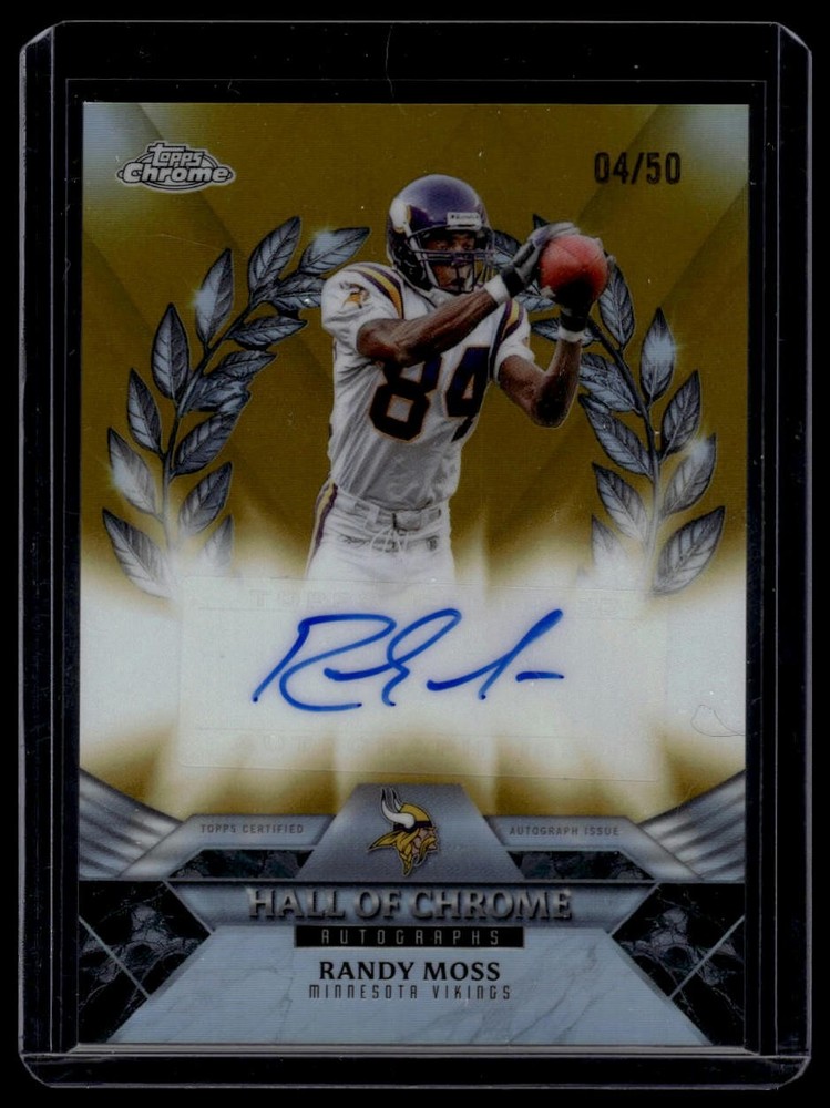 2025 Topps Chrome Football - Randy Moss / Hall of Chrome Gold #/50 - No. HOCA-RM
