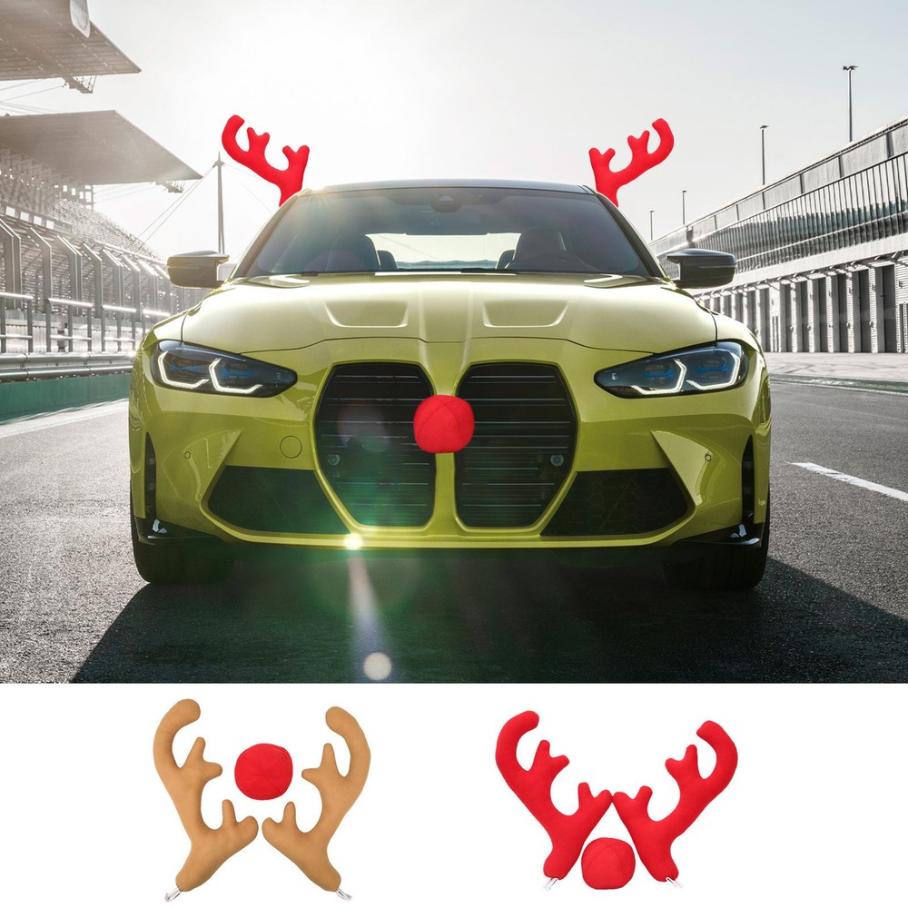Antlers Decoration Kit For Car Reindeer Antlers & Nose For Car Charming