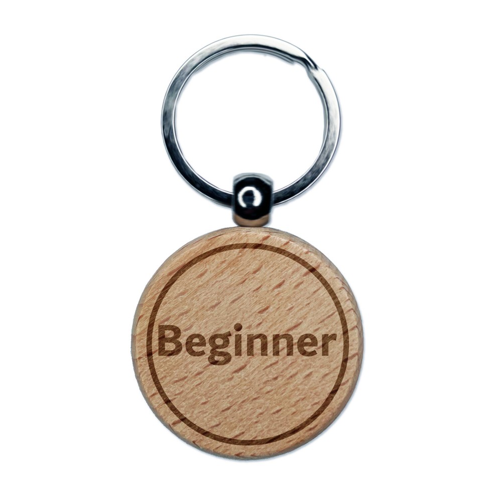 Beginner Difficulty Engraved Wood Round Keychain Tag Charm