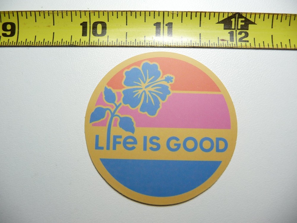 LIFE IS GOOD CIRCLE HIBISCUS DECAL STICKER MOTIVATIONAL POSITIVE ATTITUDE
