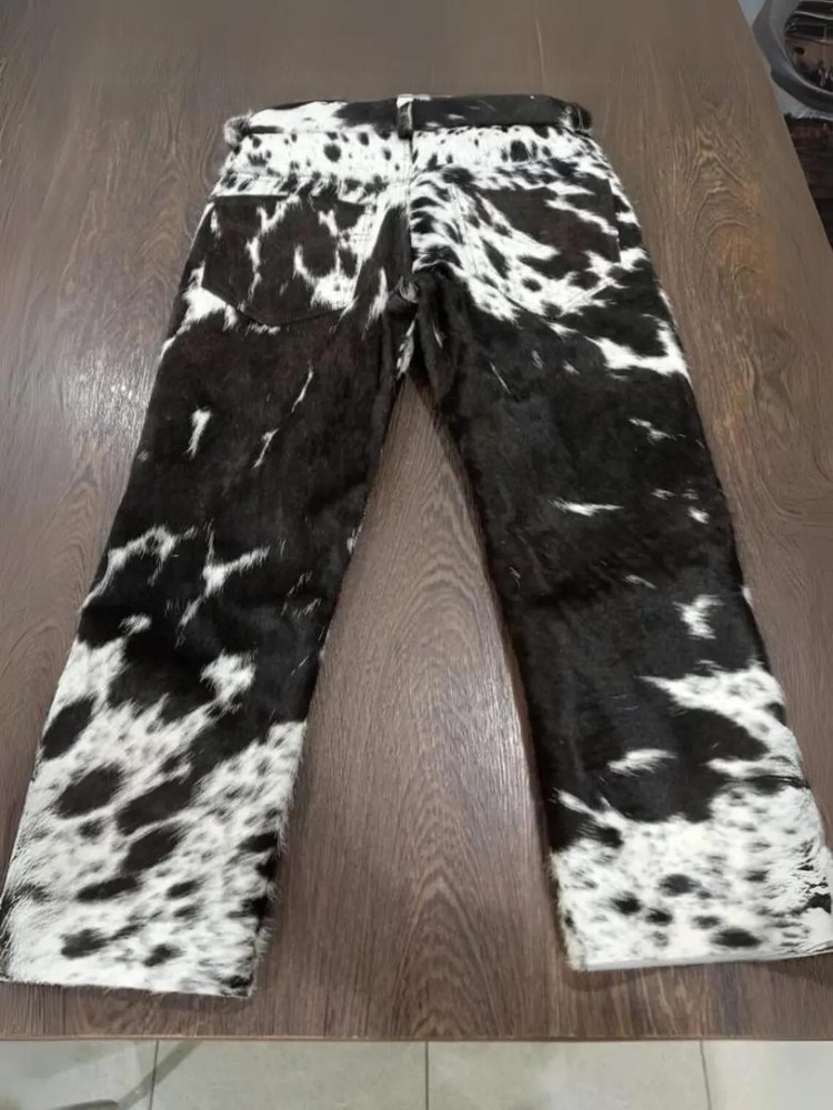 Genuine Cowhide Leather Pants | Natural Hair-On Cow Skin Western Style Pant