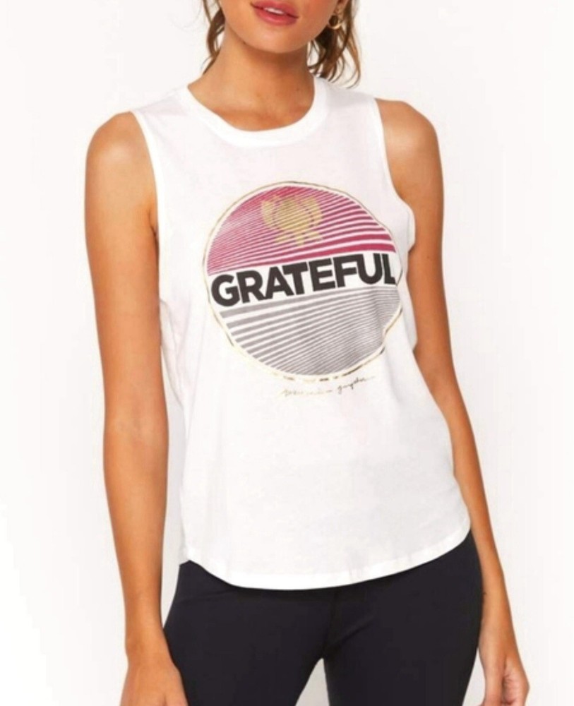 Spiritual Gangster Grateful Muscle Tank, White, Easy Fit, Size Small
