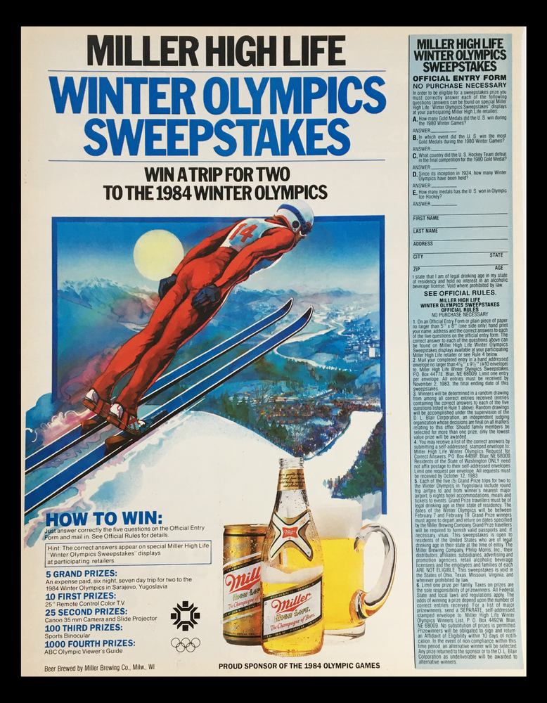 1984 Miller High Life Olympics Collectible Ad Circular Coupon-image