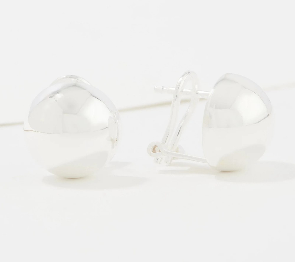 UltraFine 950 Silver Polished Omega Back Earrings