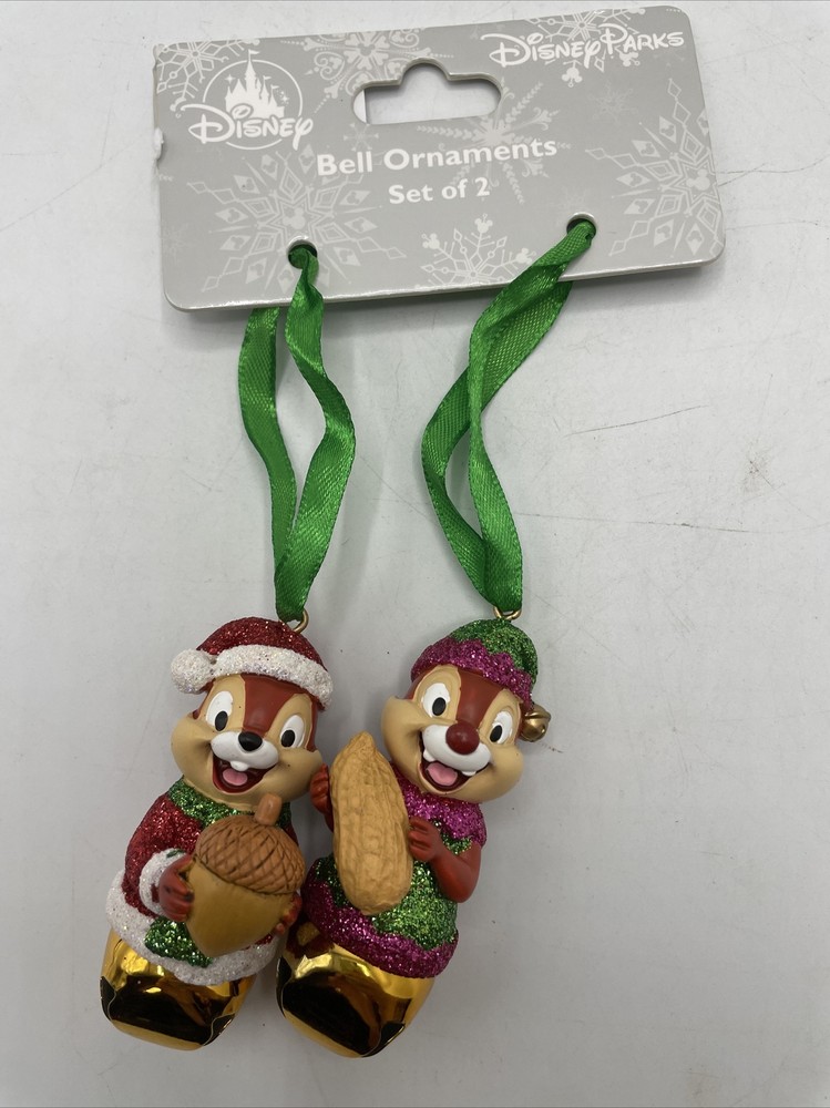 Disney Parks Bell Ornaments Set Of 2 Chipmunks New w Tags LB