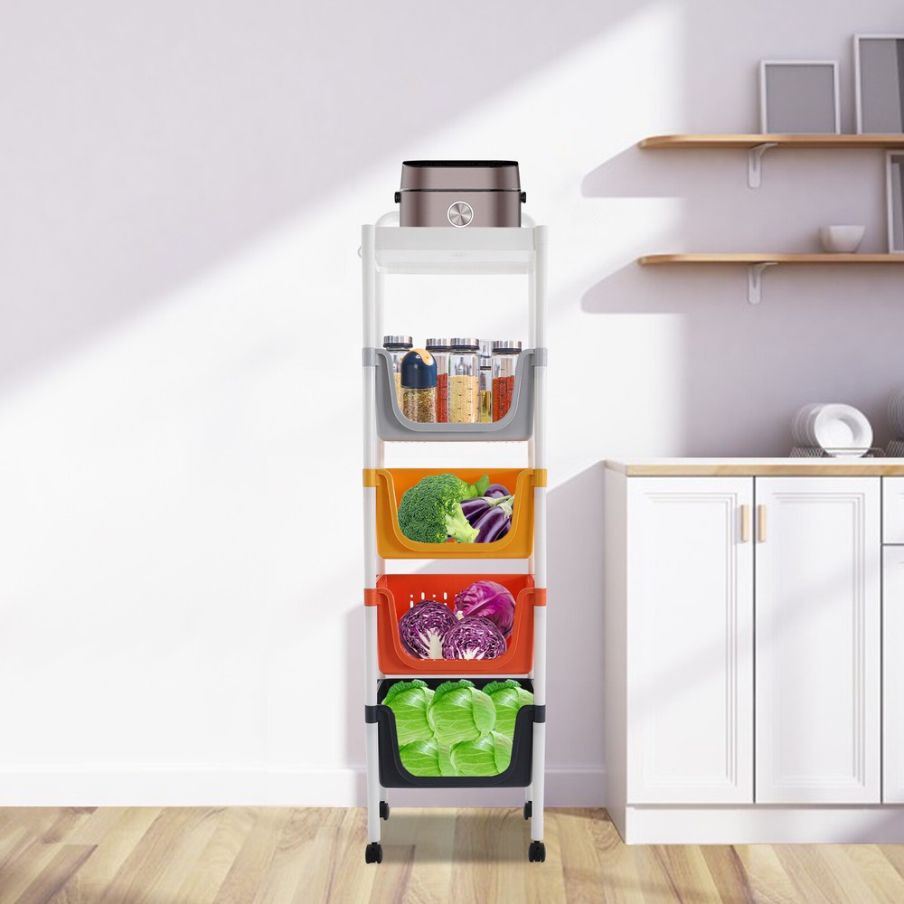 Floor-Standing Fruit Vegetable Storage Basket Kitchen Storage Basket Organizer