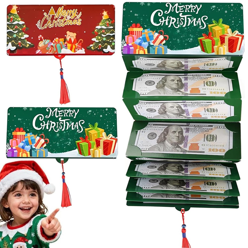 2 Pack Christmas Cash Gift Envelopes, 10 Slots Money Holders for