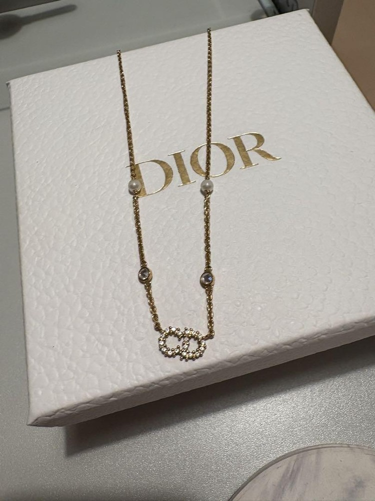 Christian Dior Clair D Lune Gold Long Necklace Elegant Design