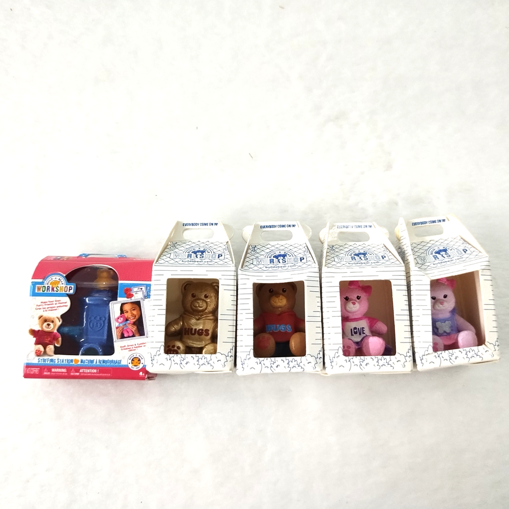 Build a Bear Mini Brand Lot of 5 Pink Love Gold Hugs Red Hugs Butterfly Machine