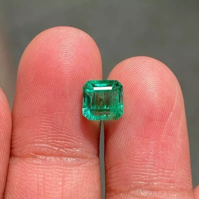 Natural Green Colombian Emerald Certified Asscher Cut 9x9 MM Loose Gemstone