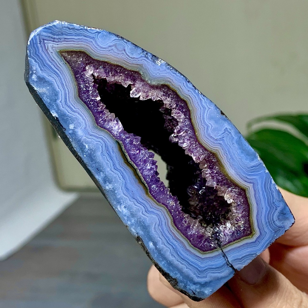 283G Natural Amethyst agate geode quartz cluster crystal specimen Healing