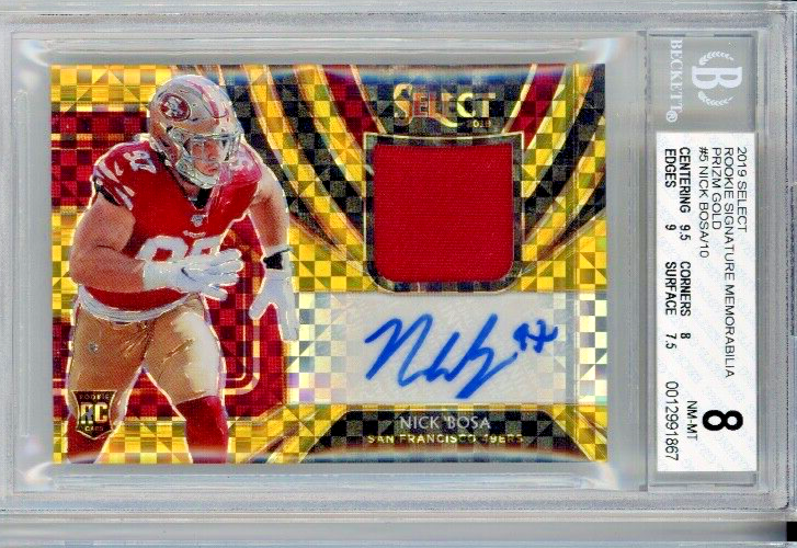 2019 Select Rookie RC RPA Signature PATCH GOLD #/10 Nick Bosa 49ers BGS 8 AUTO 9