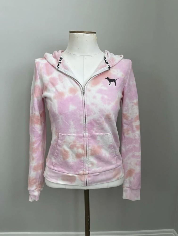 Victoria’s Secret PINK Tie-Dye Hooded Zip Front Sweatshirt ~ Size XS