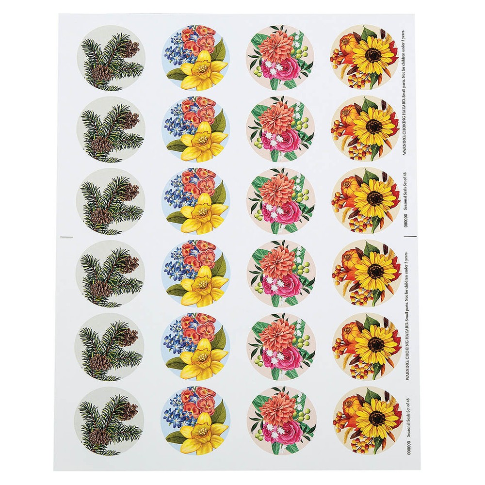 Set of 48 Seasonal Floral Envelope Seals-image